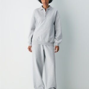 Aritzia Heather Chrome Boyfriend Polo Sweatshirt